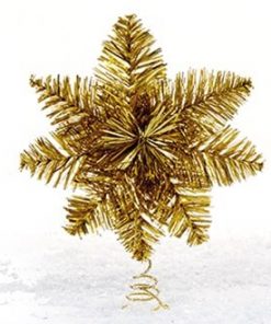 topstjerne til juletræ i guld lametta nostagisk juletræspynt