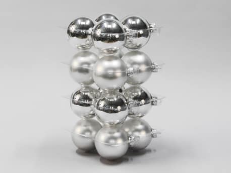 Glas Weihnachtskugeln Silber mit matten und glänzenden Oberflächen Durchmesser 8 cm
