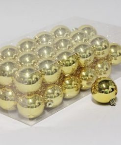 36 stk. blanke guld plastik julekugler til juletræ og julepynt