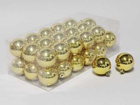 36 Stk. glänzend goldene Plastik-Weihnachtskugeln für Weihnachtsbaum- und Weihnachtsdekorationen