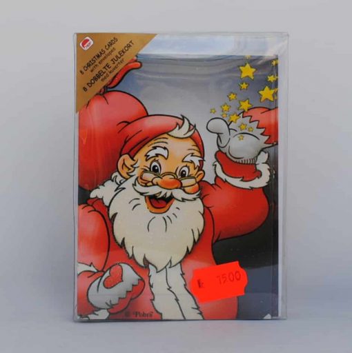 8 Weihnachtskarten mit Umschlägen und Motiv des glücklichen Weihnachtsmannes