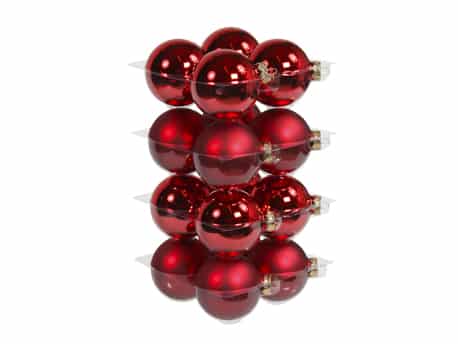 Glas Weihnachtskugeln rot mit matten und glänzenden Oberflächen Durchmesser 8 cm
