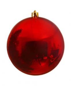 große Weihnachtskugel in Kunststoffdurchmesser 14 Zentimeter glänzend rote Oberfläche