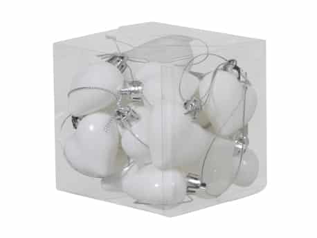Box mit 15 Stk. kleine weiße Plastikherzen für Weihnachten und Tischdekoration mit verschiedenen Oberflächen