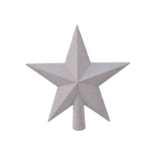 weißer Glitzer-Stern aus Kunststoff für die Weihnachtsbaumplatte Ø 19 cm.