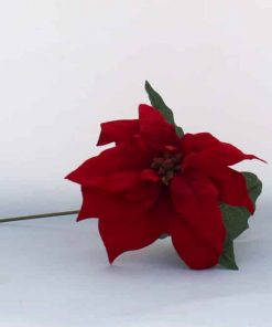 kunstig julestjerne blomst rød med stilk til juledekorationer
