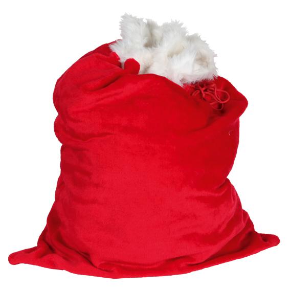 Weihnachtsmanns Geschenktüte für Weihnachtsgeschenke in köstlichem rotem und weißem Plüsch