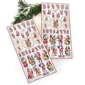klistermærker med nostalgisk julemand til hjemmelavede julekort