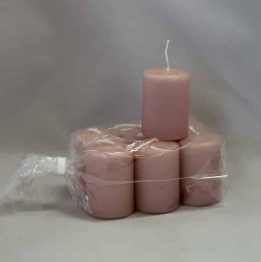 kleine melierte / alte rosa Kerze 4 x 6 Zentimeter in einer Tüte mit 6 Stück
