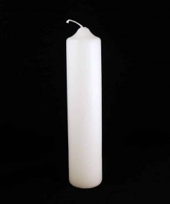hvid stearinlys med dimeter 4 og højde 18 centimeter passer til fyrfads lysestager