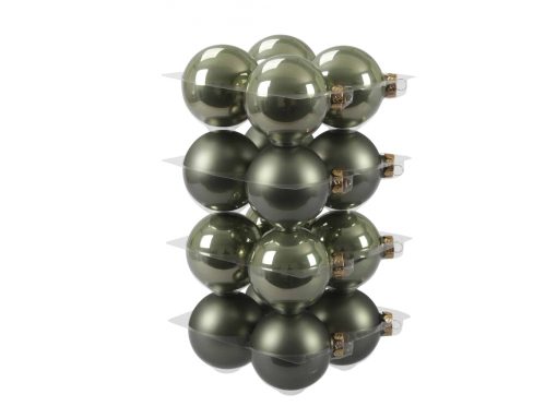 Glas Weihnachtskugeln Granitgrün mit matten und glänzenden Oberflächen Durchmesser 8 cm