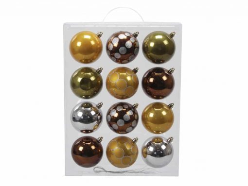 Kunststoff Weihnachtskugeln ø8 Mischung aus braunem Silber, Gold und grünen Farben
