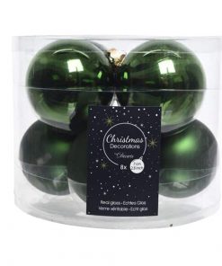glas julekugler grøn med matte og blanke overflader diameter 7 cm