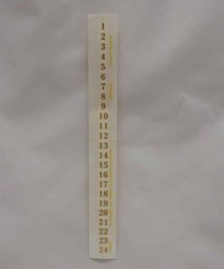 kalendertal på strimmel 21 cm. lang med 24 guld farvede overførselstal til lav selv kalenderlys