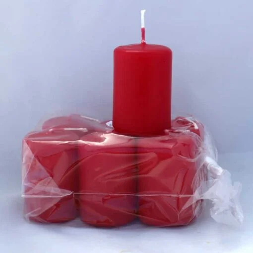 kleine rote rubinrote Kerzen 4 x 6 Zentimeter im Beutel mit 6 Stück