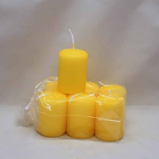 kleine gelbe Kerzen 4 x 6 Zentimeter im Beutel mit 6 Stück