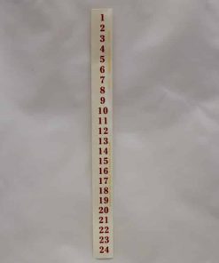 kalendertal på strimmel 27 cm. lang med 24 røde overførselstal til lav selv kalenderlys