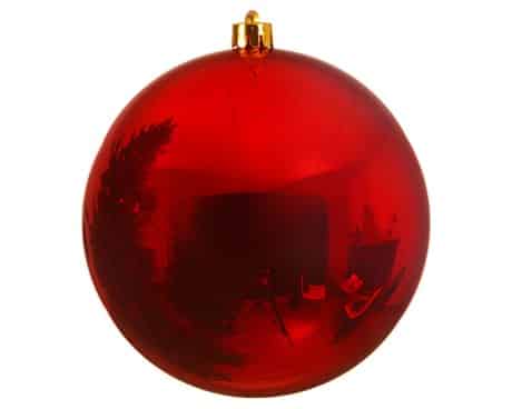 große Weihnachtskugel in Kunststoffdurchmesser 25 Zentimeter glänzend rote Oberfläche