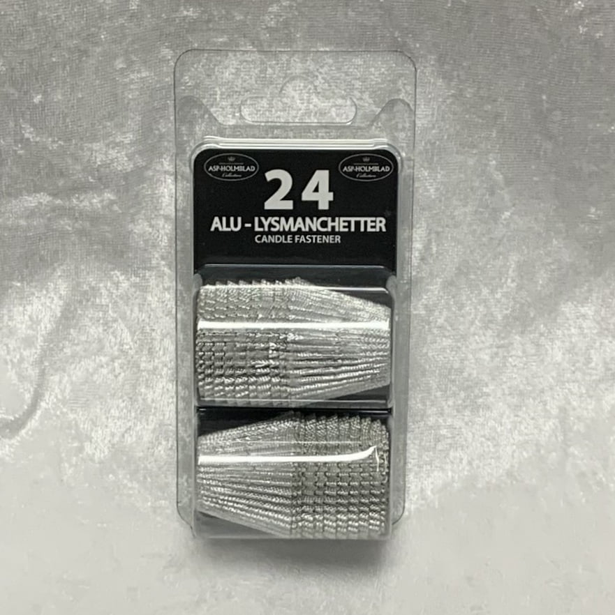 sølv lysmanchetter i aluminium til stearinlys og stagelys