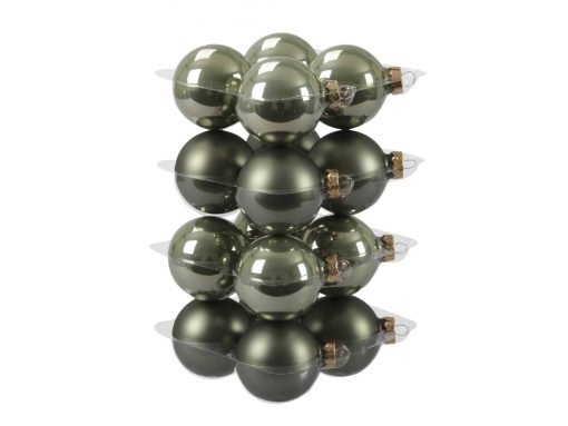 Glas Weihnachtskugeln Granitgrün mit matten und glänzenden Oberflächen Durchmesser 5