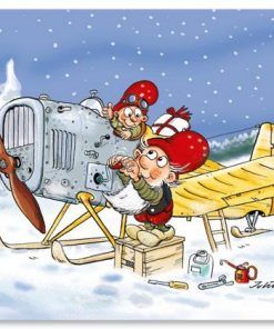 Weihnachtsservietten mit Weihnachtsmann Julius im Flugzeug 20 Stk.
