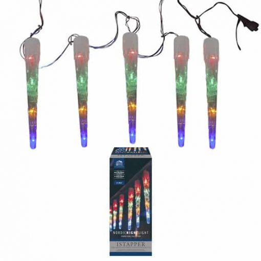 künstliche Eiszapfen mit mehrfarbigen LED-Dauerlichtern mit 10 Stück mit Kabel