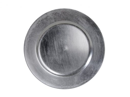 fad til dekorationer og stearinlys sølv 28 cm. i diameter