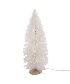 smukt hvidt juletræ med lyskæde perfekt til hvid jul tema