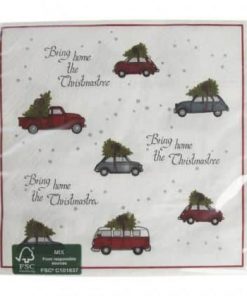 billige juleservietter i god kvalitet med bil med juletræ på taget