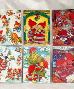10 styk gammeldags jule postkort med motiver med pobra babynisser