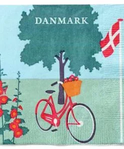 servietter med dansk sommermotiv af cykel