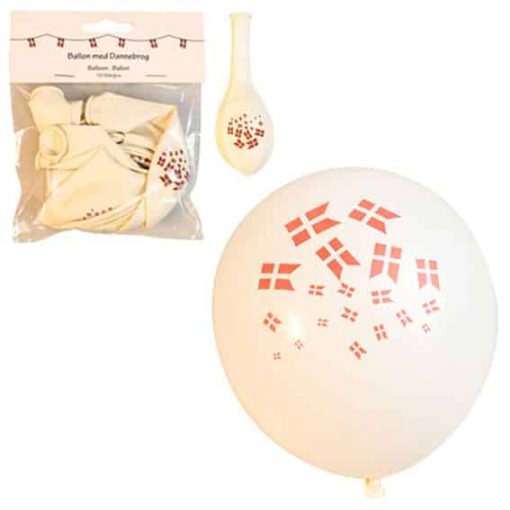 balloner med dannebrog 10 stk diameter 30 cm festlig fødselsdagspynt