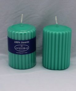 Seegrüne Blockkerze mit Rillen Durchmesser 7 cm dicke Kerze