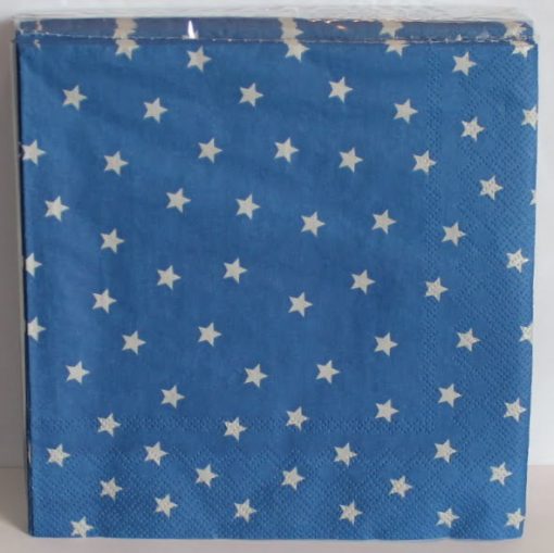 Serviette in Frühstücksgröße für Weihnachten blau mit silbernen Sternen Weihnachtsservietten von asp-holmblad