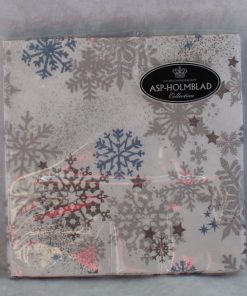 servietter i frokoststørrelse til jul iskrystaller med i farven hvid juleservietter fra asp-holmblad