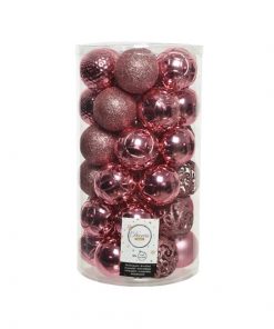 plastik julekugler Ø6 til juletræ lipstick pink med forskellige overflader