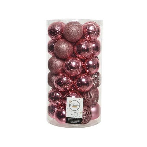 Kunststoff-Weihnachtskugeln Ø6 für Weihnachtsbaum Lippenstift rosa mit verschiedenen Oberflächen