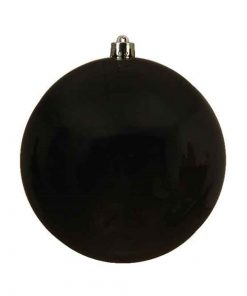 große Weihnachtskugel aus Kunststoff Durchmesser 14 Zentimeter glänzend schwarze Oberfläche