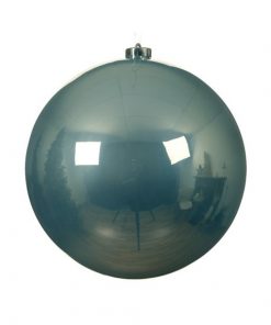 große Weihnachtskugel aus Kunststoff, Durchmesser 14 cm, glänzende, neblige, hellblaue Oberfläche