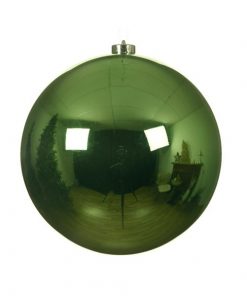große Weihnachtskugel aus Kunststoff, Durchmesser 20 cm, glänzende Oberfläche in Mistelgrün