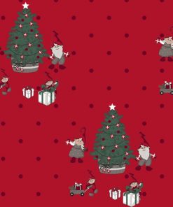 gavepapir 10 meter celebrate christmas i rødt julegavepapir med juletræ og nisser