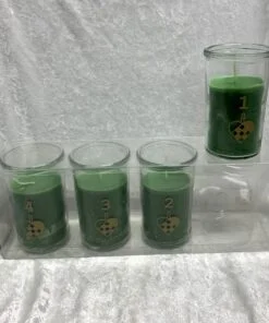 adventlys i 4 glas grøn stearin til sikker jul