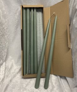 støvgrønne 40 centimeter hånddyppede almindelige stearinlys til lysestager