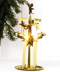 originalt svensk guld englespil til levende lys på 12 millimeter med juleklokker