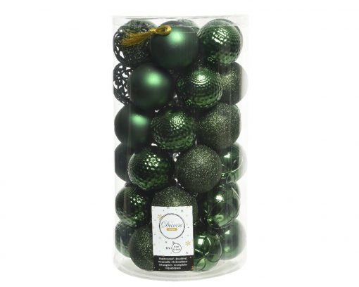 Kunststoff-Weihnachtskugeln Ø6 für Weihnachtsbaum grün mit verschiedenen Oberflächen