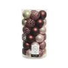 plastik julekugler Ø6 til juletræ rosa farvet mix med forskellige overflader