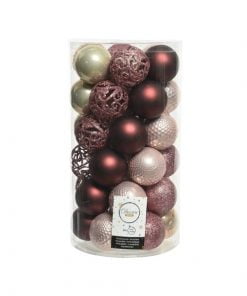 Kunststoff-Weihnachtskugeln Ø6 für Weihnachtsbaum Rosafarbener Mix mit verschiedenen Oberflächen
