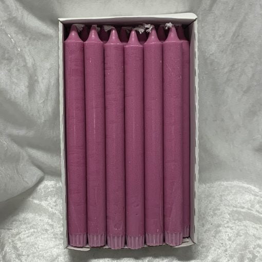 Packung mit 18 rosa marmorierten Kronenkerzen 25 cm aus 100 % reinem Kerzenwachs für Kerzenhalter
