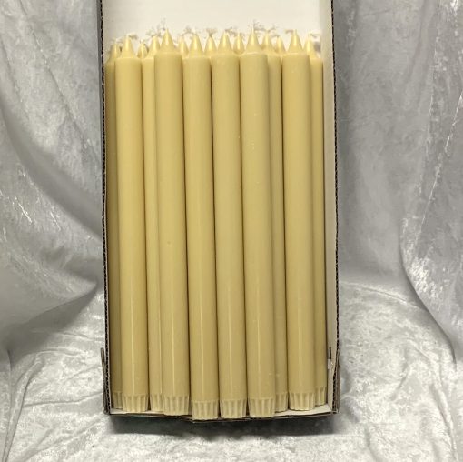 Packung mit 20 remouladegelben Kronenkerzen 30 cm in 100% reinem Kerzenwachs für Kerzenhalter