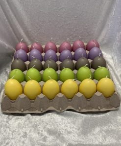 flotte æggelys i fem pastelfarver stearinlys til påskebordet